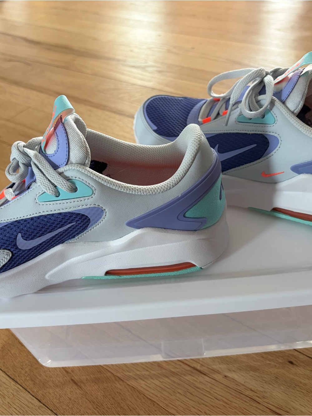 Nike Air Max White Sneakers with Purple, Teal & Coral Accents